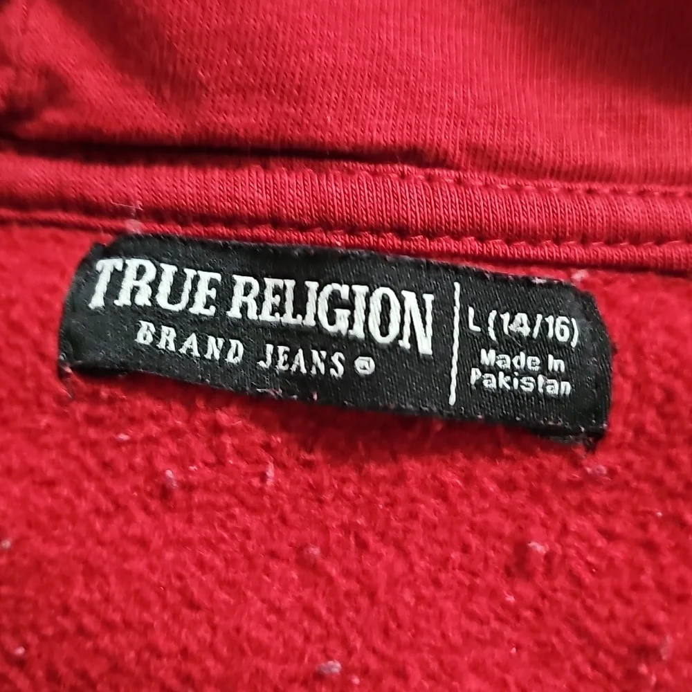 True Religion Red Hoodie with Branded Label Red Juniors Sz Large 14/15